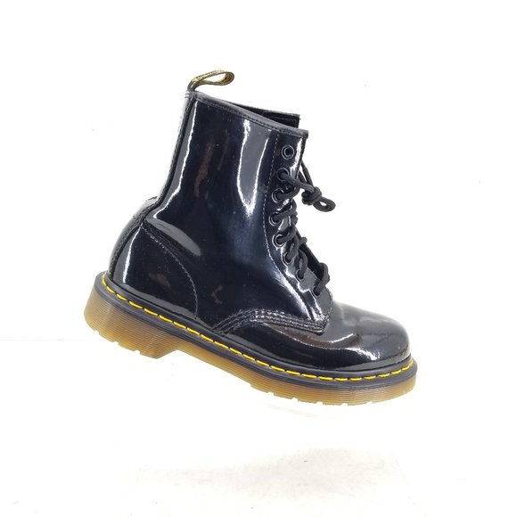 Dr. Doc Martens Womens Size 7 Black Patent Leather Combat Boots 1460W - Picture 1 of 8